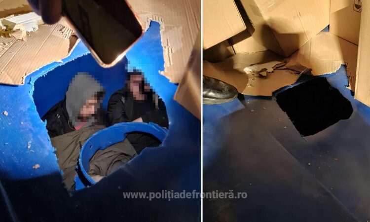 14 cetățeni sirieni descoperiți într-un spațiu special amenajat într-un automarfar