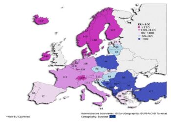 INS: Puterea de cumpărare în România comparativ cu statele membre UE, în anul 2021