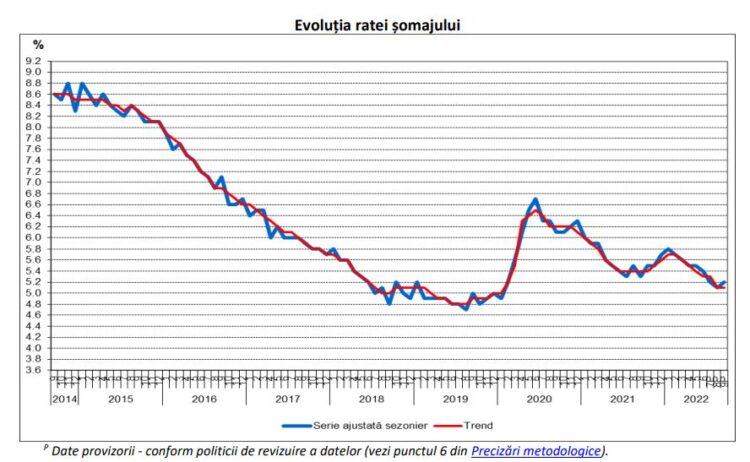 INS: Rata şomajului în formă ajustată sezonier a fost de 5,4%, în luna noiembrie 2022