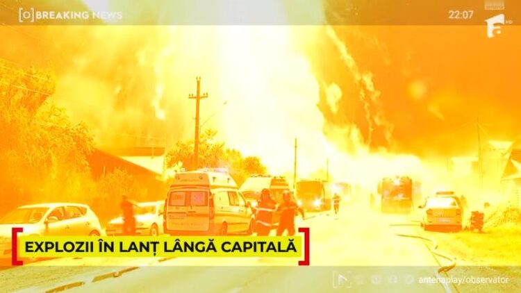 Explozii la o stație GPL din Crevedia, jud. Dâmbovița. Un deces și 46 răniți: 7 în prima explozie, 39 după a doua. 3.000 evacuați!