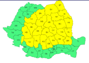 ANM a emis un COD GALBEN de ploi torențiale, pentru județul Suceava!