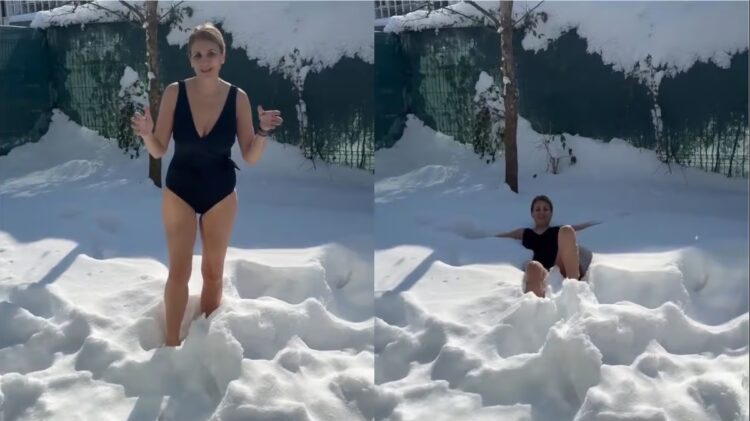 Anca Alexandrescu, pe urmele Cristelei Georgescu, în costum de baie și desculță prin zăpadă: Este „sănătate curată”